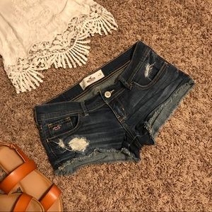 Low Rise Distressed Dark Wash Hollister Jean Short
